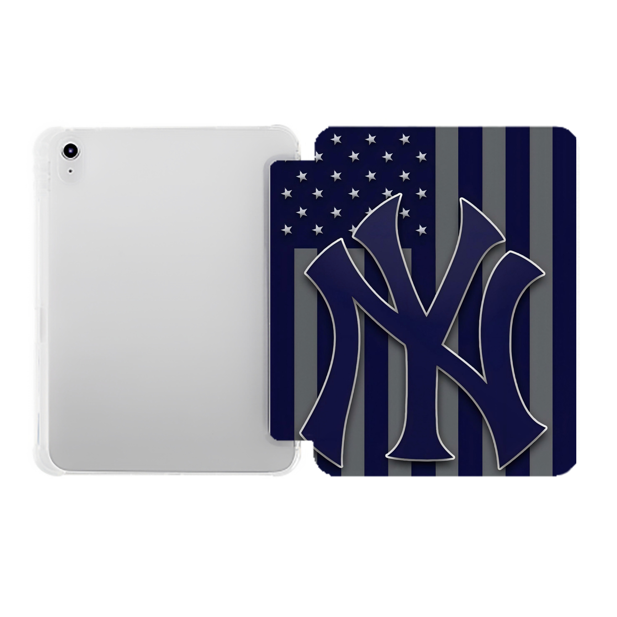 New York Yankees 162 Premium Tri-Fold PU Leather & Silicone IPad Case With Pencil Slot – Fits 9.5,10.5,10.9 – Adjustable Stand, Slim, Protective